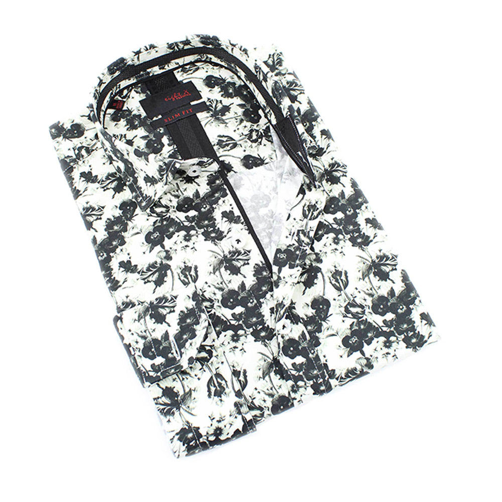 Eight-X | Designer Dress Shirts | Black and White Roses Print Shirt White / S Eight-X | Designer Dress Shirts | Black and White Roses Print Shirt White / S