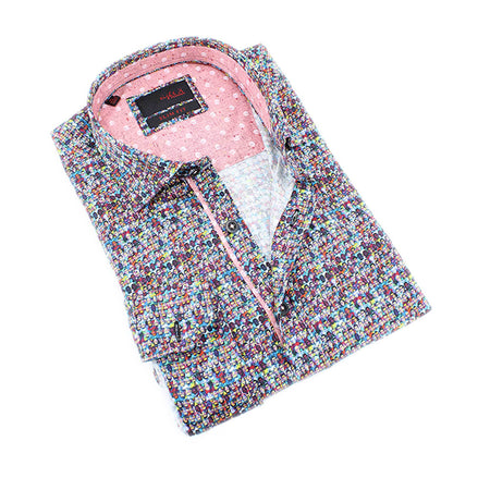 Portrait Print Button Down Shirt Long Sleeve Button Down EightX MULTI S 