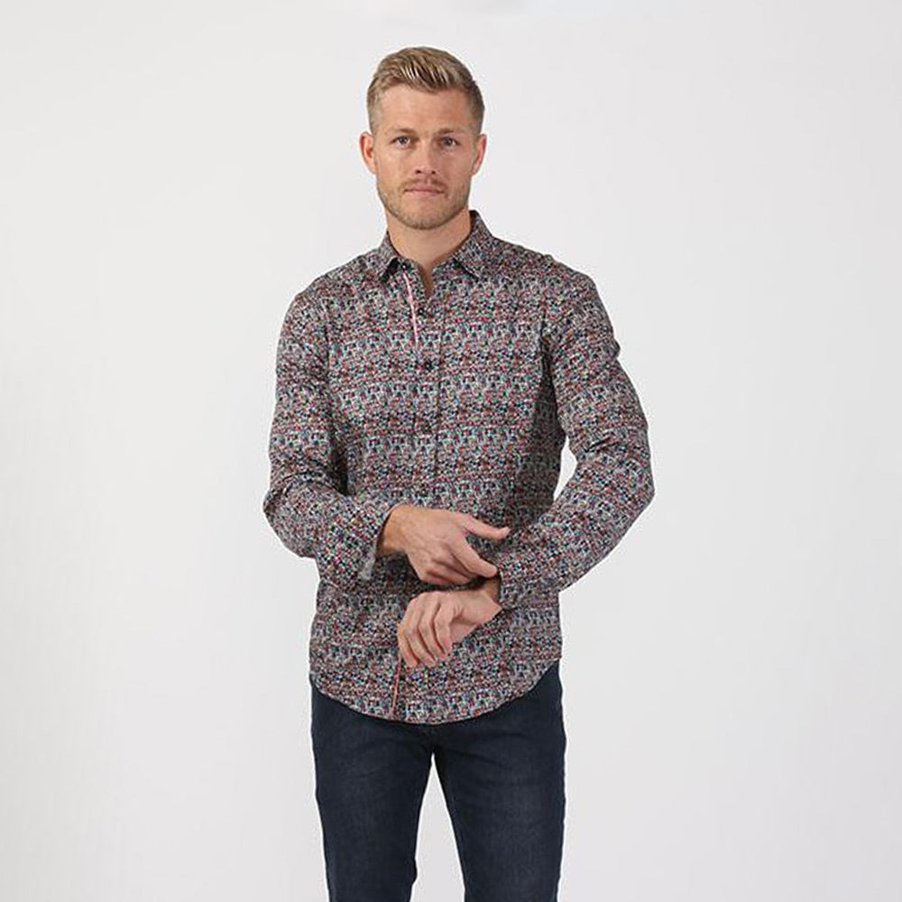 Portrait Print Button Down Shirt Long Sleeve Button Down EightX   