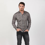 Brown Mandala Button Down Shirt Long Sleeve Button Down EightX   