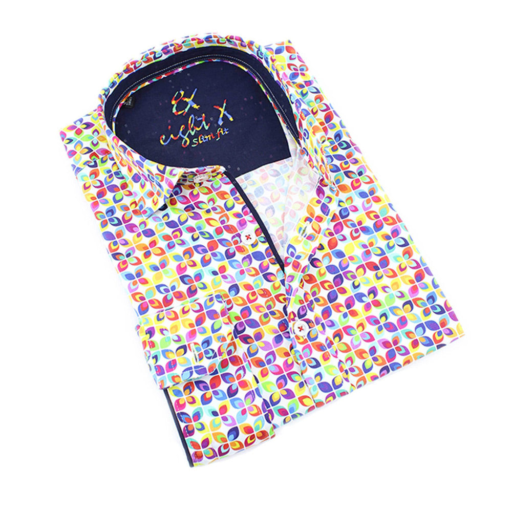 Colorful Bloom Button Down Shirt Long Sleeve Button Down EightX MULTI S 