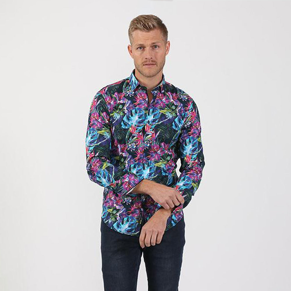 floral dress shirts Mondo Exclusive Print Shirt with small stars pattern White Floral Print Signature Twill