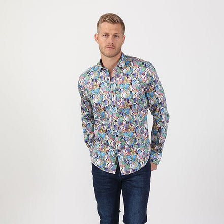 Colorful Leaves Button Down Shirt Long Sleeve Button Down EightX   