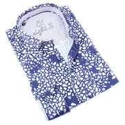 Navy Blue Cracked Button Down Shirt Long Sleeve Button Down EightX NAVY S 