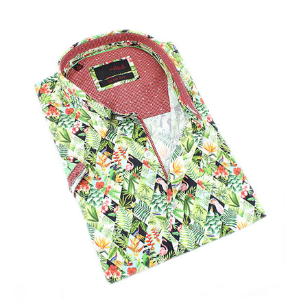 Diamond Palms Short Sleeve Shirt Short Sleeve Button Down EightX GREEN S 
