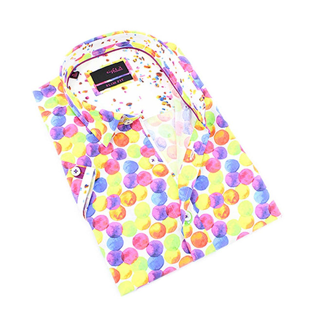 Colorful Globes Short Sleeve Shirt Short Sleeve Button Down EightX MULTI S 