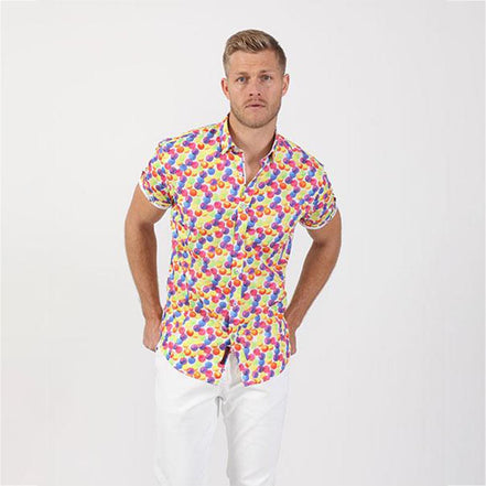 Colorful Globes Short Sleeve Shirt Short Sleeve Button Down EightX   