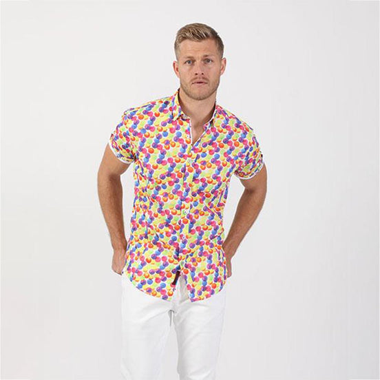 Colorful Globes Short Sleeve Shirt Short Sleeve Button Down EightX   