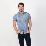 Retro Funk Print Short Sleeve Shirt Short Sleeve Button Down EightX   