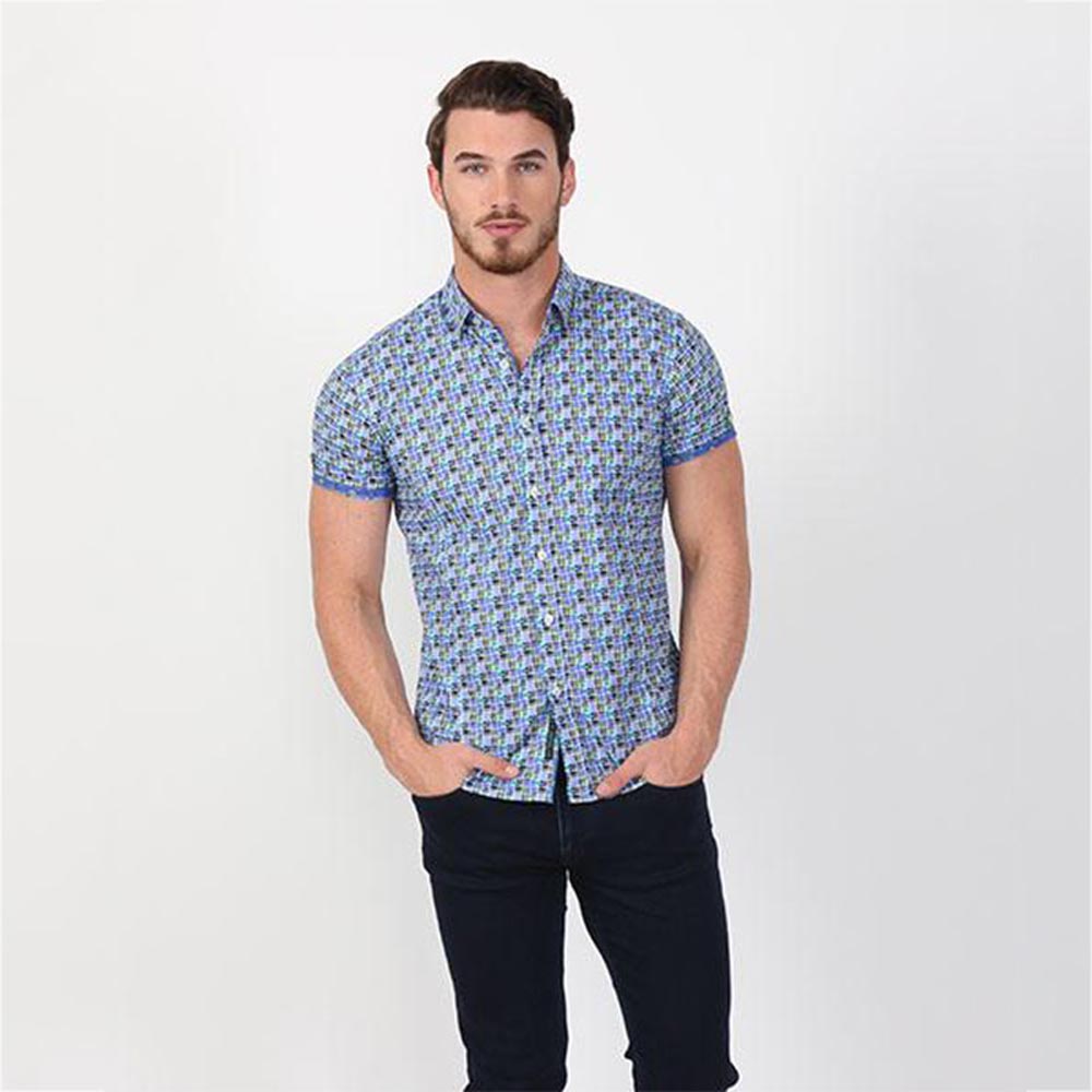 Retro Funk Print Short Sleeve Shirt Short Sleeve Button Down EightX   