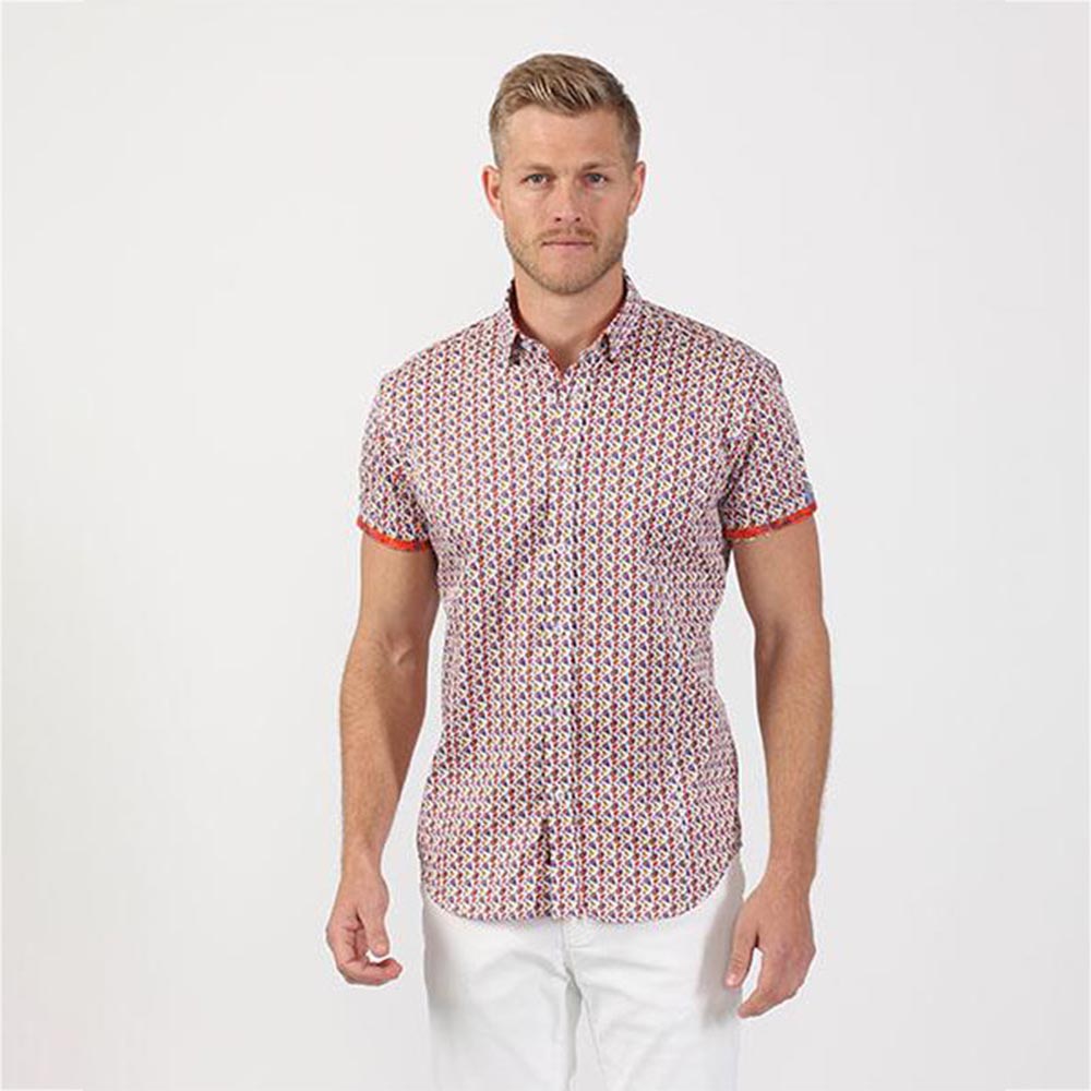 Retro Print Short Sleeve Shirt Short Sleeve Button Down EightX   