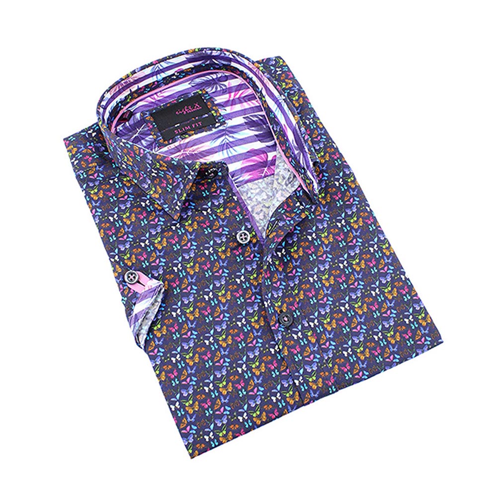Eight-X | Designer Dress Shirts | Colorful Butterflies Short