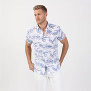 Indigo Palms Short Sleeve Shirt Short Sleeve Button Down EightX   