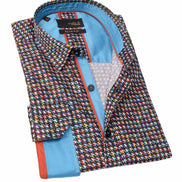 Multi Button Down Shirt With Blue Trim Long Sleeve Button Down EightX MULTI S 