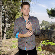 Multi Button Down Shirt With Blue Trim Long Sleeve Button Down EightX   