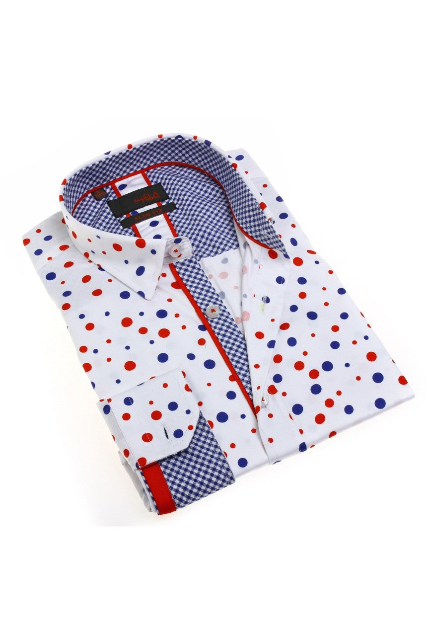 Eight-X | Designer Dress Shirts | Colorful Circles Pattern White Shirt White / 3XL Eight-X | Designer Dress Shirts | Colorful Circles Pattern White Shirt White / 3XL