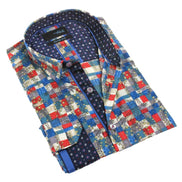 Color Tiles Button Down Shirt W/Trim Long Sleeve Button Down EightX MULTI S 