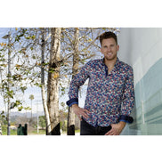 Color Tiles Button Down Shirt W/Trim Long Sleeve Button Down EightX   