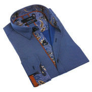 Navy Button Down Shirt W/Trim Long Sleeve Button Down EightX NAVY S 