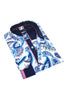 Navy Paisley Button Down Shirt W/Accent Trim Long Sleeve Button Down EightX NAVY S 
