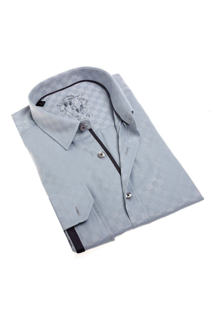 Grey Jacquard Button Down Dress Shirt Long Sleeve Button Down EightX GREY S 