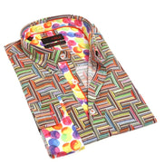 Multi Color Pattern Button Down Print Shirt Long Sleeve Button Down EightX MULTI S 
