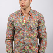 Multi Color Pattern Button Down Print Shirt Long Sleeve Button Down EightX   