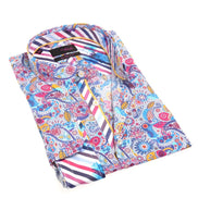 Multi-Color Button Down Print Shirt Long Sleeve Button Down EightX WHITE S 