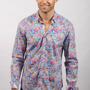Multi-Color Button Down Print Shirt Long Sleeve Button Down EightX   