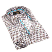 Button Down Print Shirt W/ Paisley Trim Long Sleeve Button Down EightX   
