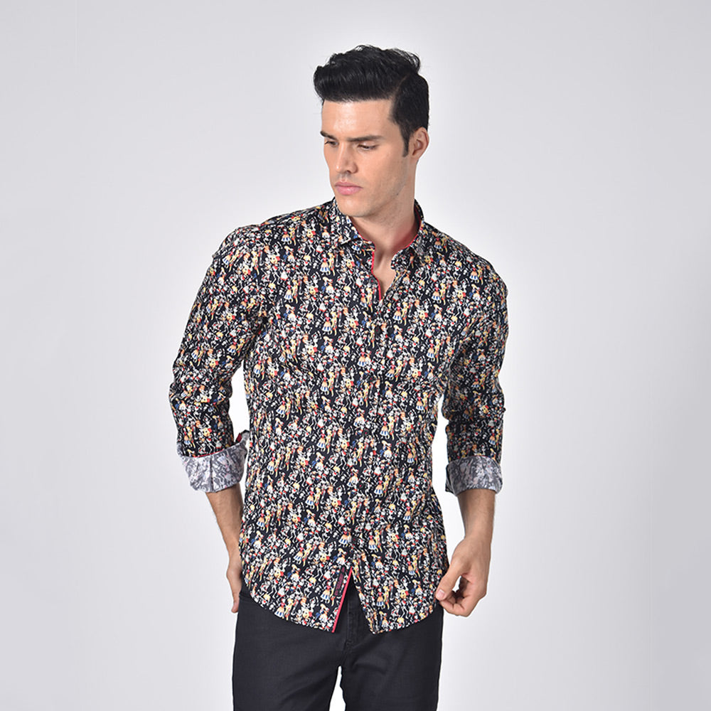 Dancing Day of The Dead Button Down Shirt Long Sleeve Button Down Eight-X   