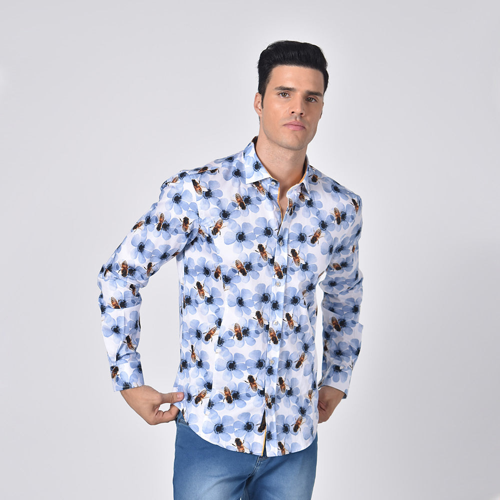 Daisies and Bees Button Down Shirt Long Sleeve Button Down Eight-X   