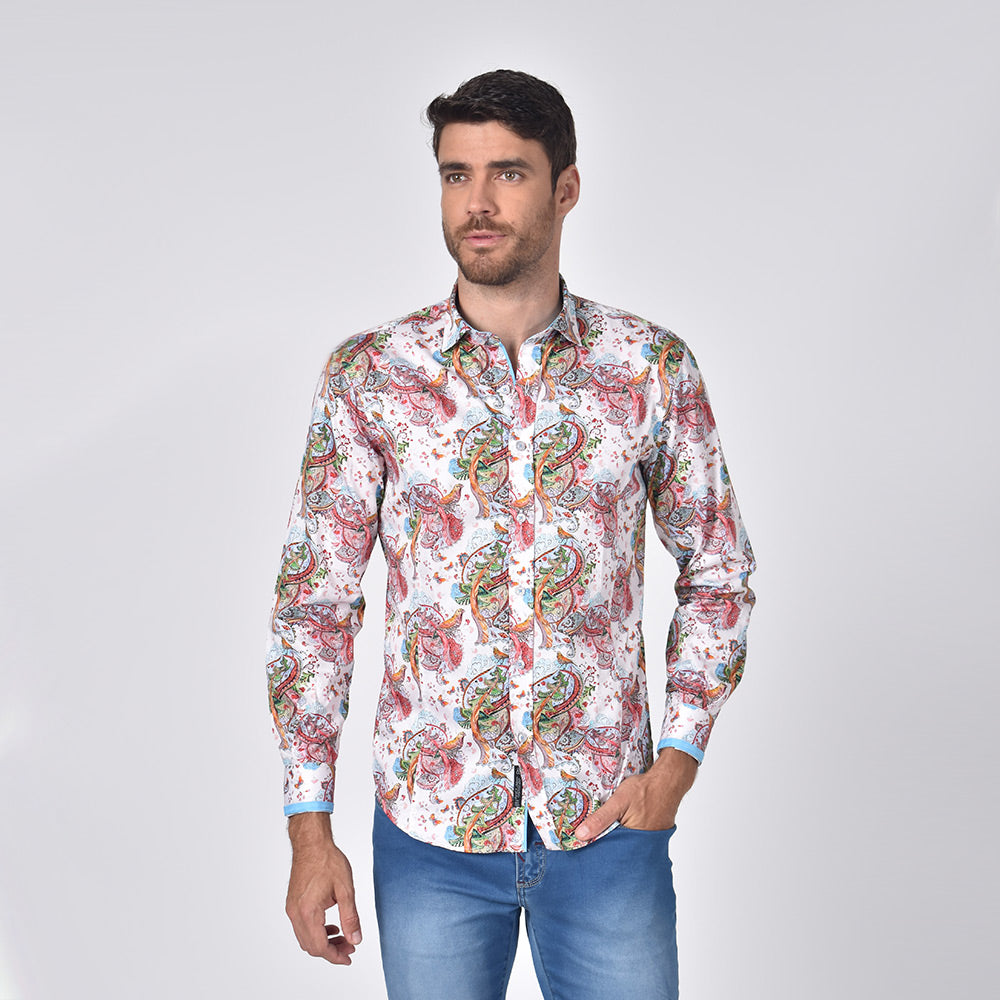 Japanese Love Bird Button Down Shirt Long Sleeve Button Down Eight-X   