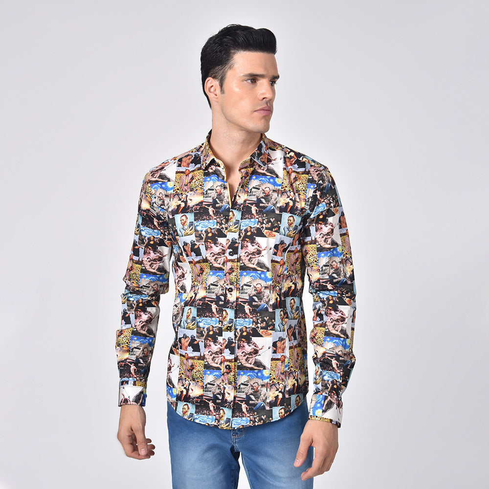 Millennial Van Gogh Button Down Print Shirt Long Sleeve Button Down Eight-X   