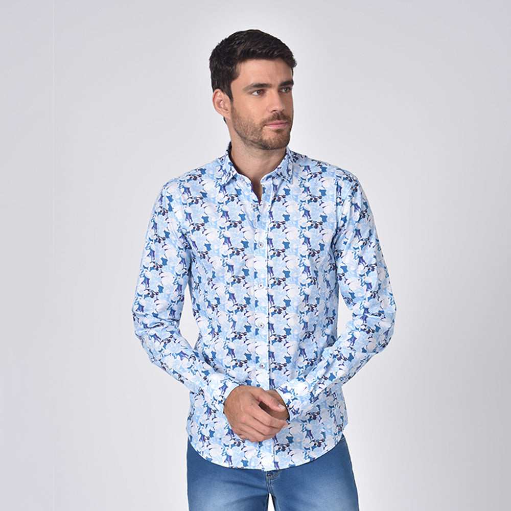 Men Patchwork Print Button Front Shirt in 2023