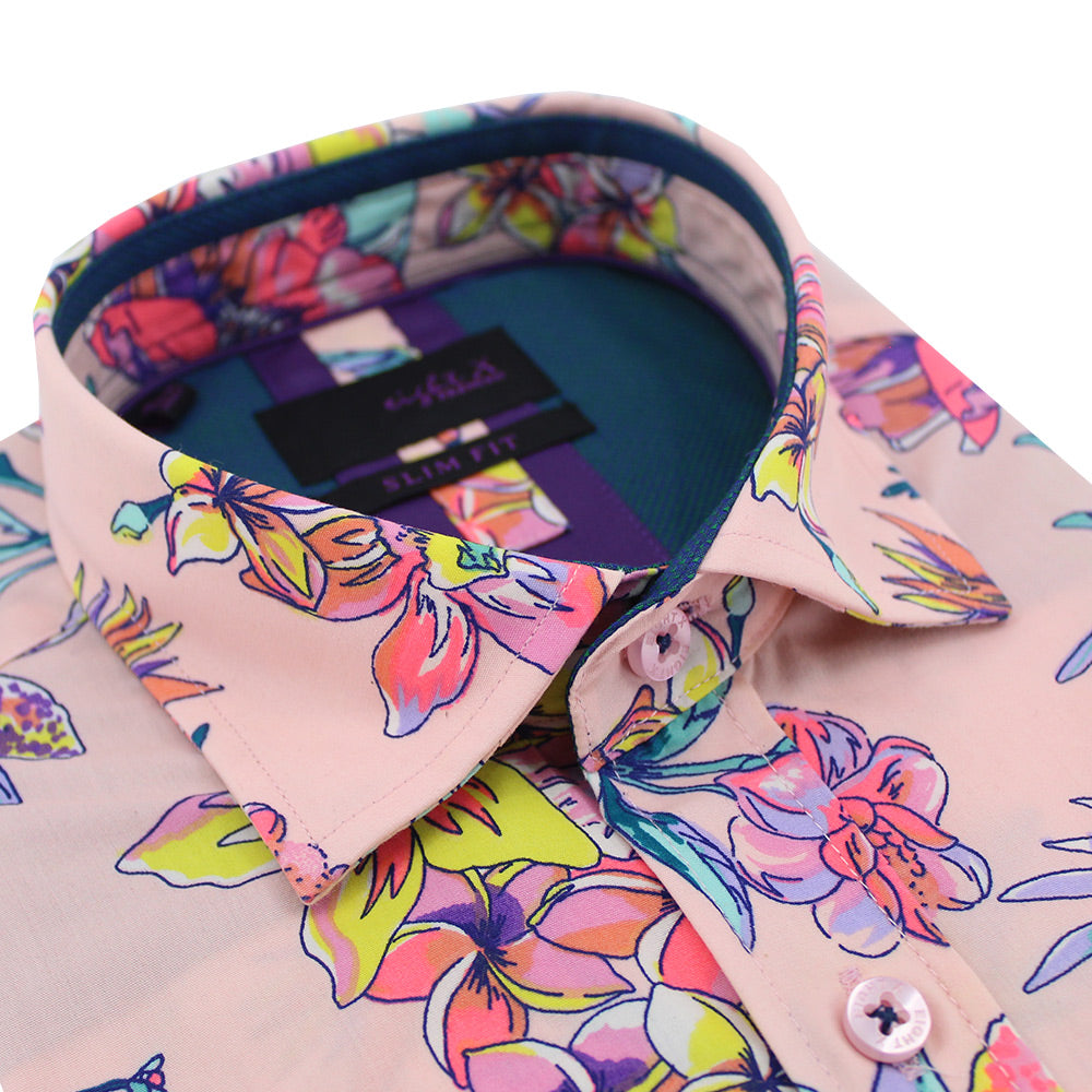 Pink Bird of Paradise Short Sleeve shirt Short Sleeve Button Down Eight-X   