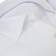 White Jacquard Shirt With Lilac Trim Shirts EightX