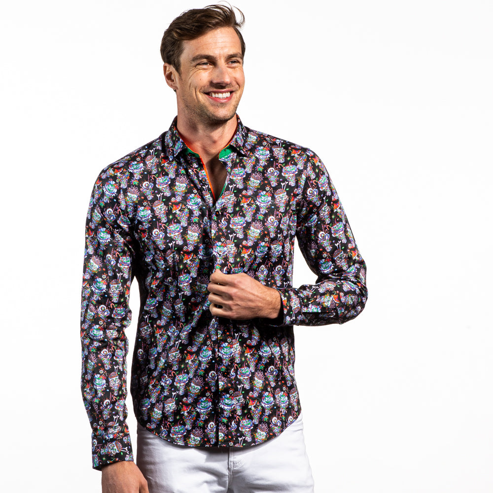 Neon Fiesta Button Down Shirt Long Sleeve Button Down EightX   