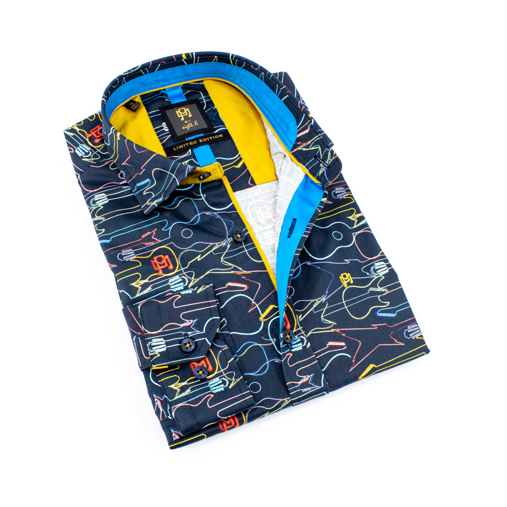 La Guitarra Long Sleeve Button Down EightX NAVY S 