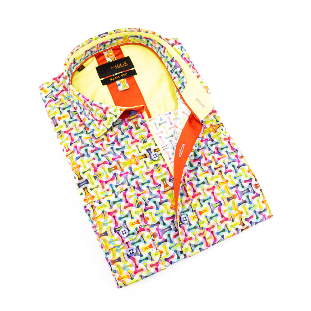 Saturday Night Fever Button Down Shirt Long Sleeve Button Down EightX MULTI S 