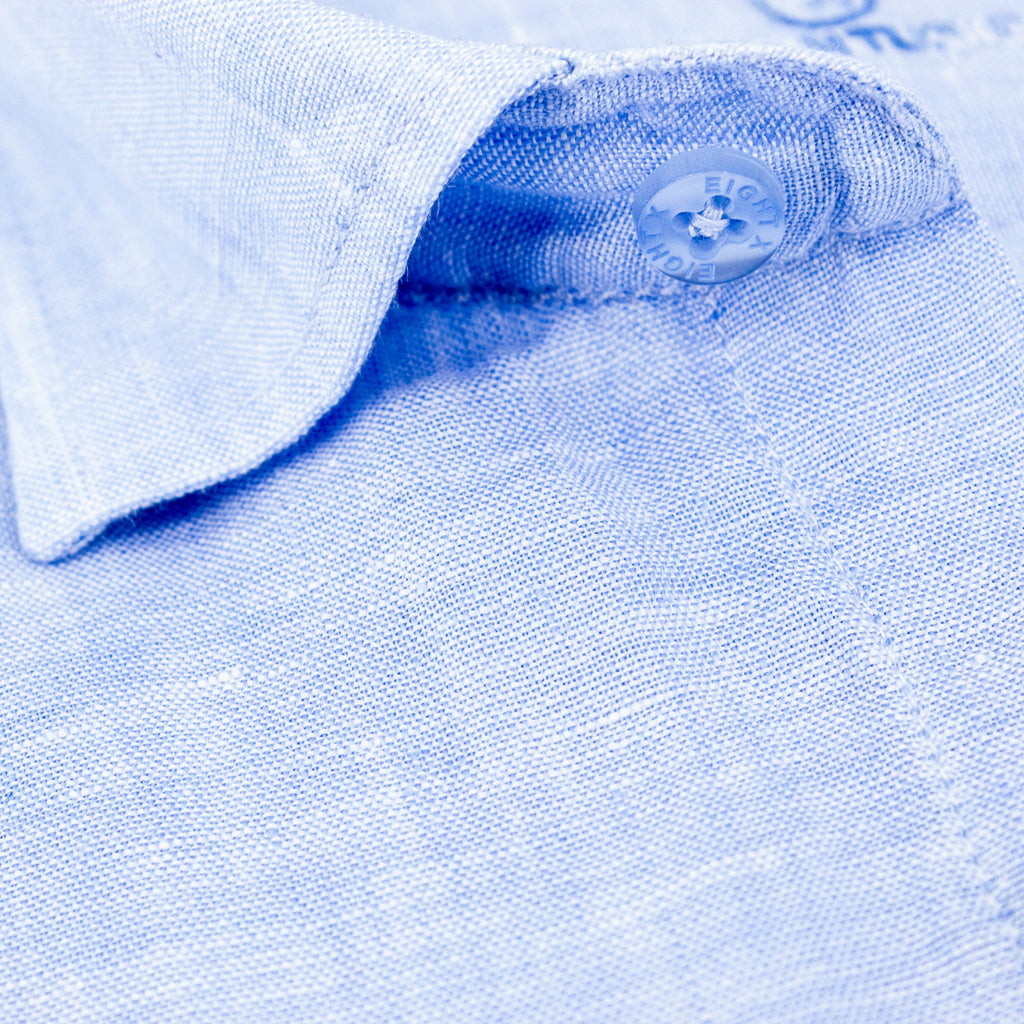 Linen Button Down Shirt - Baby Blue Long Sleeve Button Down Eight-X   