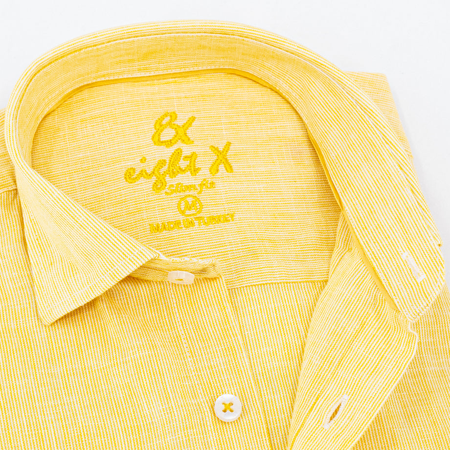 The Boardwalk Linen Button Down Shirt - Yellow | Designer Menswear | Eight  X  Eight-X