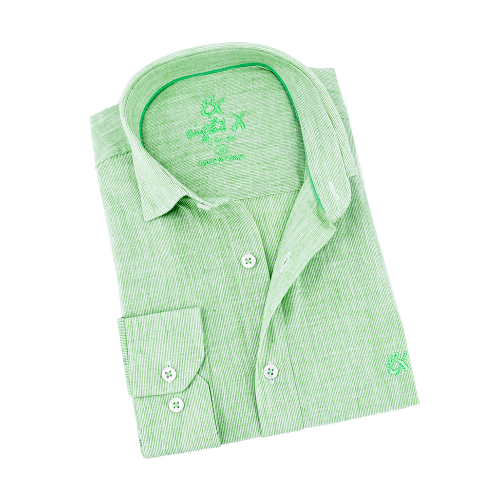 The Boardwalk Linen Button Down Shirt - Pasture Green Long Sleeve Button Down Eight-X GREEN S 