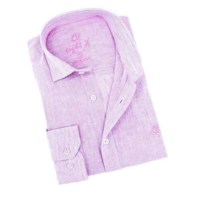 The Boardwalk Linen Button Down Shirt - Sunset Pink Shirts Eight-X
