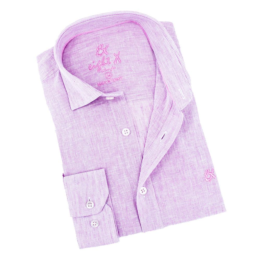 The Boardwalk Linen Button Down Shirt - Sunset Pink Long Sleeve Button Down Eight-X PINK S 