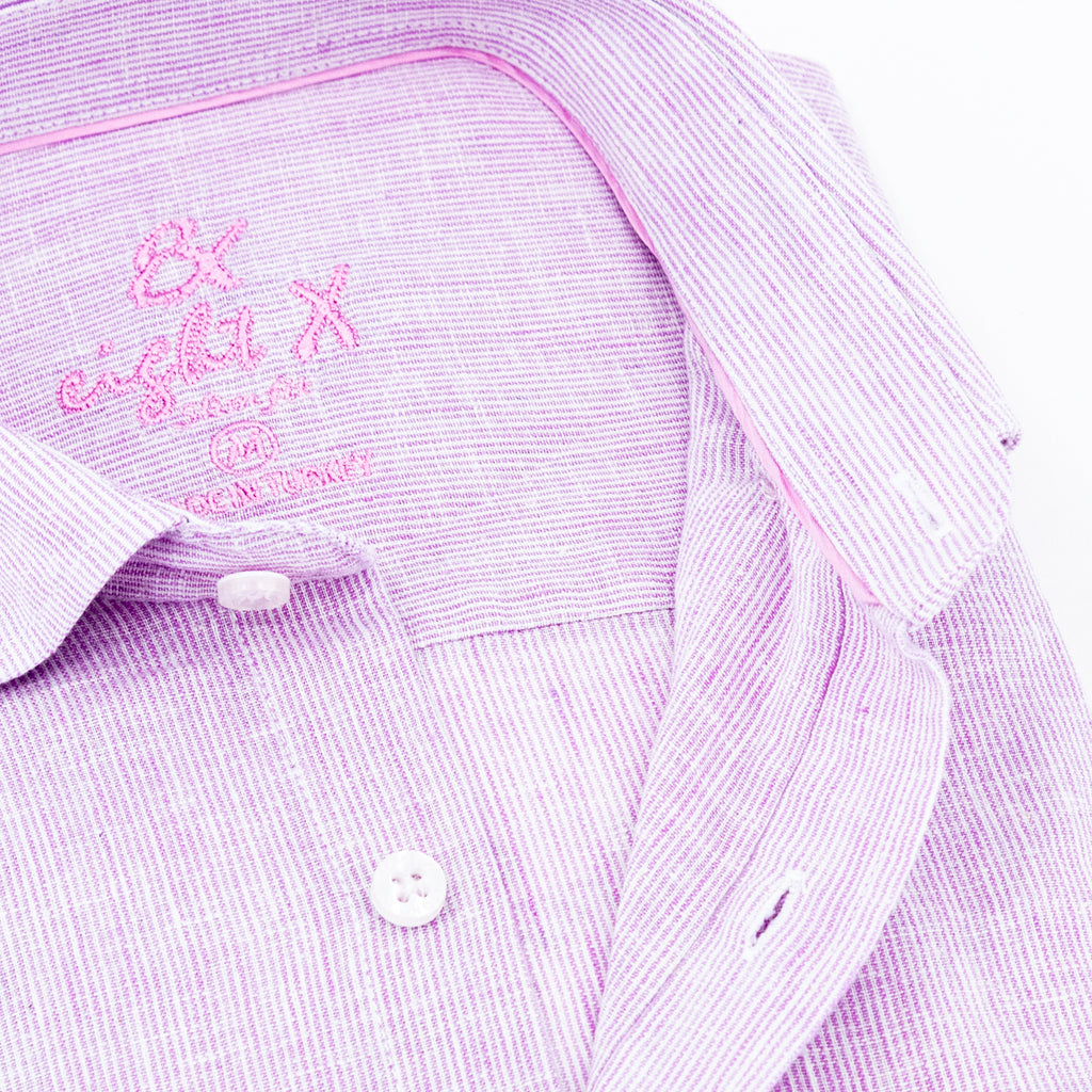 The Boardwalk Linen Button Down Shirt - Sunset Pink Long Sleeve Button Down Eight-X   