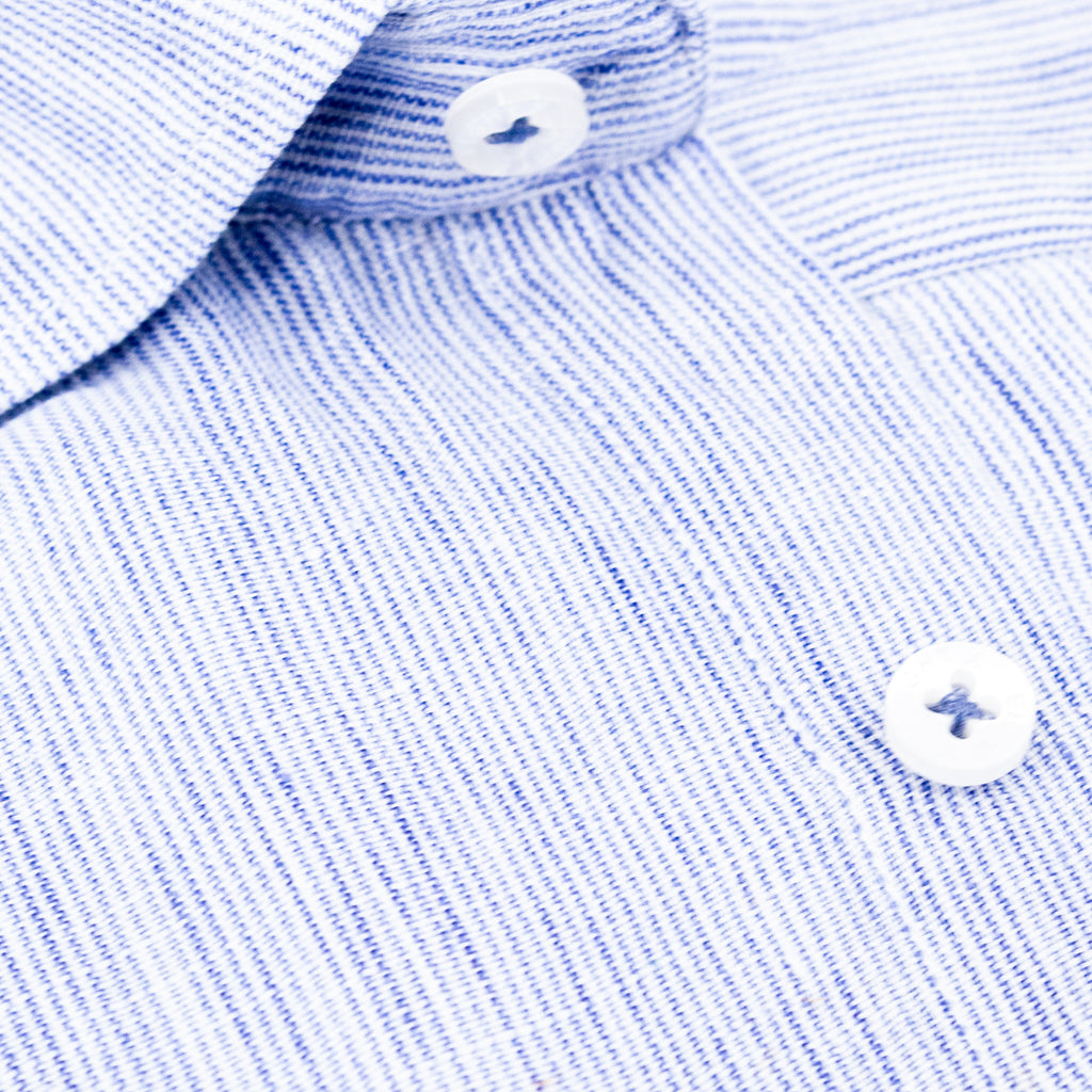 The Boardwalk Linen Button Down Shirt - Ocean Blue Long Sleeve Button Down Eight-X   