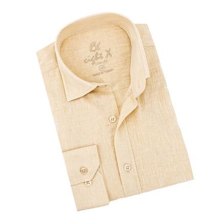 Looks Like Linen Button Down Shirt - Beige Shirts Eight-X