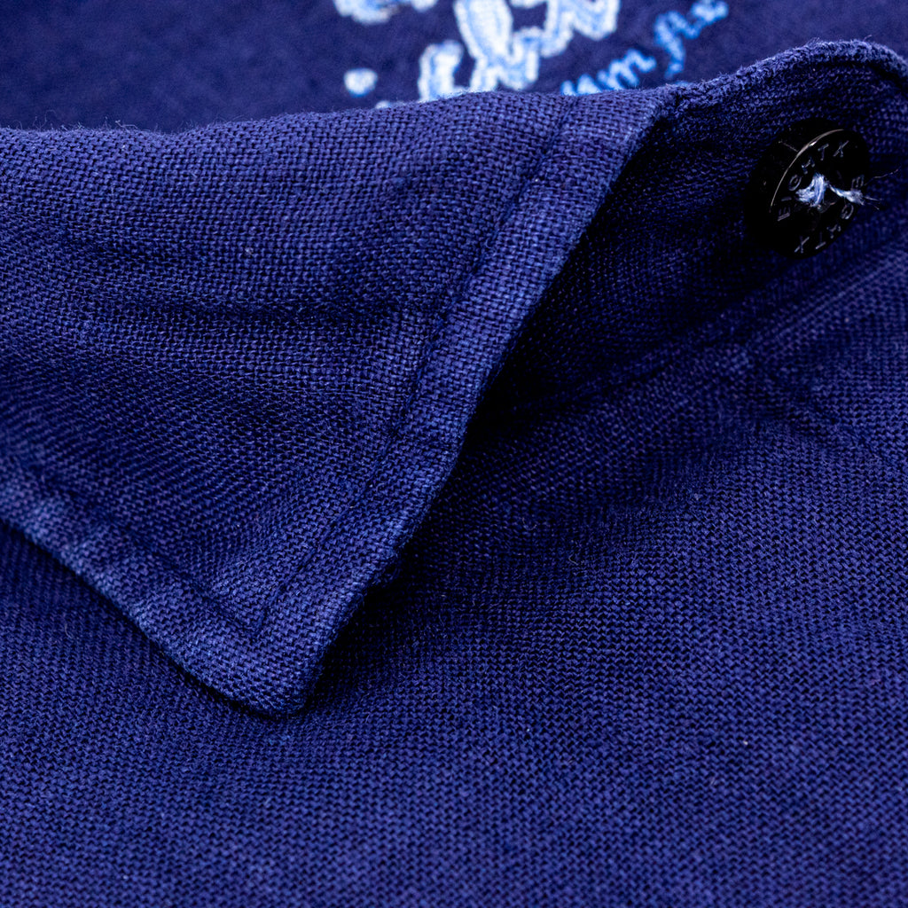 Linen Button Down Shirt - Navy Long Sleeve Button Down Eight-X   