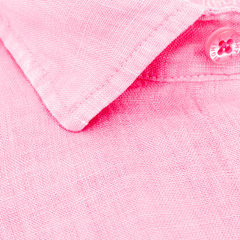 Linen Button Down Shirt - Pink Long Sleeve Button Down Eight-X   